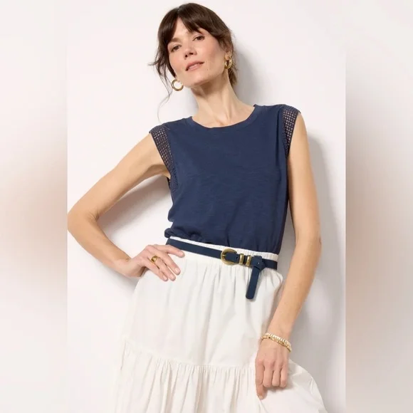 Evereve Penelope Eyelet Trim Tank - Picture 3 of 12